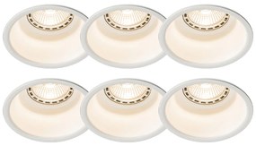 Zestaw 6 nowoczesnych wpuszczanych reflektorów biały - Dept