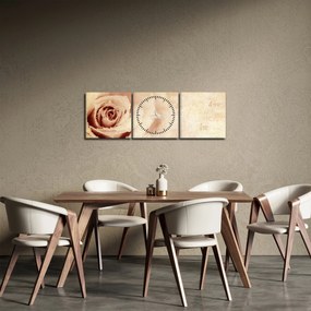 Obraz - Kwiat róży dla zakochanych (z zegarem) (90x30 cm)