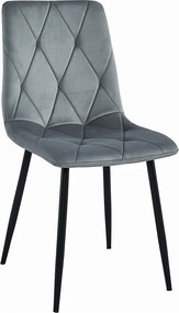 Krzesło Valora TYRA, srebrno-szary aksamit z czarnymi metalowymi nogami x1