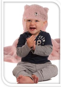 Koc z kapturem dla dzieci TEDDY, z uszkami, 70 x 100 cm