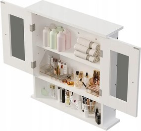 Szafka łazienkowa wisząca biała 2 drzwiowa szklana ścienna loft półki 58 cm