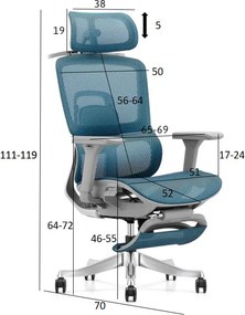 Ergonomiczny fotel biurowy Homer z podnóżkiem i wieszakiem, zgodny z normą BHP