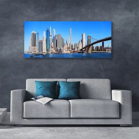 Zdjęcie na płótnie Sylwetka Mostu nad Rzeką