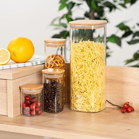 4Home Szklany pojemnik na żywność z pokrywką Bamboo, 2000 ml, 2000 ml