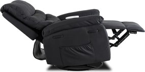 Fotel Masujący BRUCE Rozkładany Czarny Ekoskóra Nowoczesny