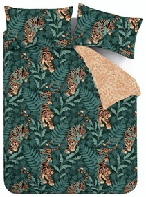 Zielono-brązowa pościel dwuosobowa 230x220 cm Tropic Tiger Leaf – Catherine Lansfield