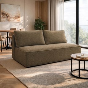 Sofa z Funkcją Spania MAVIA Brązowa Boucle Nowoczesna