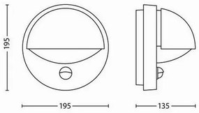 Philips 16246/87/16 Zewnętrzna lampa ścienna z czujnikiem June 19,5 cm, szary