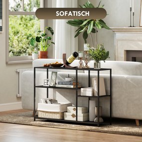 HOMCOM Stół Konsolowy, 4 Poziomy, Rama ze Stali, do Przedpokoju, Salonu, Czarny