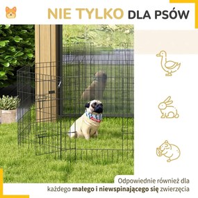 PawHut Wybieg dla zwierząt domowych, zagroda dla szczeniąt i małych psów, z drzwiami, do użytku wewnątrz i na zewnątrz, 76 cm, Czarny