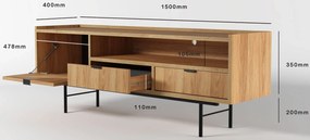 Szafka pod telewizor na nóżkach 150 cm hikora naturalna F2-P45