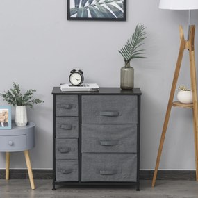 Homcom Szafka do Przechowywania 7 Szuflad Tekstylnych Metal Drewno Len Szara Wielofunkcyjna 635x30x71cm | Aosom PL