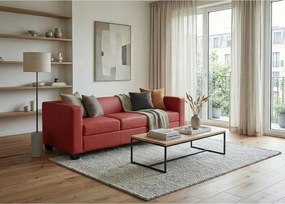 Sofa 3-osobowa Lille,  sztuczna skóra, czerwona