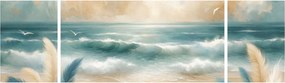 Obraz – Malowana plaża w delikatnych kolorach (170x50 cm)