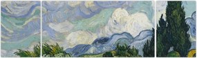 Obraz - Vincent van Gogh, Wheat Field with Cypresses, reprodukcje (170x50 cm)