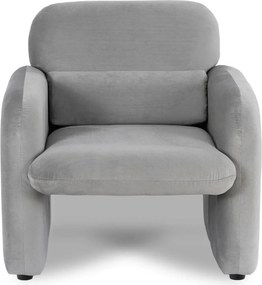 Szary welurowy fotel nowoczesny z podłokietnikami E2-D20