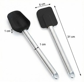 Silikonowa łyżka i szpatułka, uchwyty ze stali nierdzewnej, Maximex