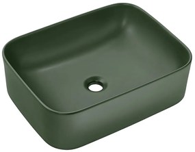 Zielona prostokątna umywalka na blat + korek - Corden 50 cm