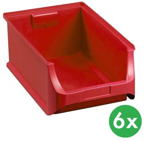 Plastikowe pojemniki PLUS 5, 310 x 500 x 200 mm, czerwone, 6 szt.
