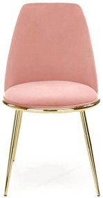 K460 krzesło różowy, tapicerowane, tkanina velvet, złoty, glamour