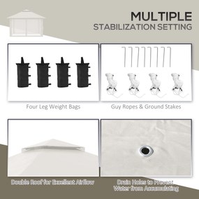 Outsunny Pawilon Składany 4x4m Kremowy z 4 Ścianami Siatkowymi Regulowana Wysokość Dach Wentylacyjny Torba na Akcesoria | Aosom PL