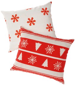 Zestaw 2 poszewek na poduszkę ŚWIĄTECZNY JELEŃ I CHOINKA 40x50 cm