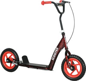 AIYAPLAY Hulajnoga dziecięca, regulowana wysokość, z hamulcem, podpórką, 2 koła, udźwig 50 kg, stal, tworzywo, czerwony