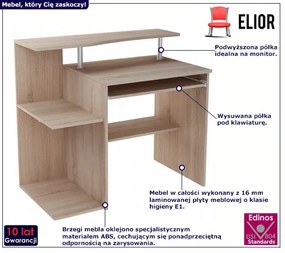 Małe komputerowe biurko z nadstawką na monitor dąb sonoma M4-T96
