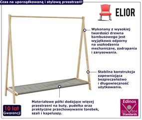 Minimalistyczny na ubrania wieszak z półką H5-F29