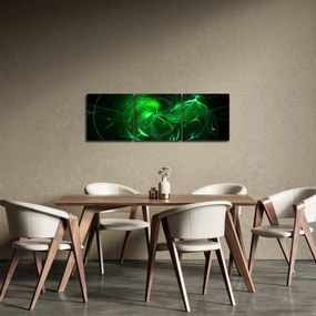 Obraz - zielona abstrakcja (z zegarem) (90x30 cm)
