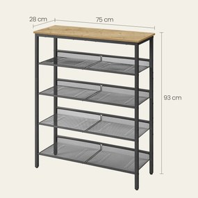 Szafka na buty TAYLOR ARTISAN z czarną konstrukcją, 4 półki