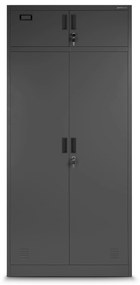 Wielokomorowa szafa socjalna z miejscem na ubrania BORYS, 900 x 1850 x 500 mm, antracytowa