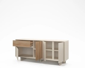 Beżowo-naturalna komoda w dekorze dębu 180x76x45 cm Carpi – Marckeric