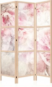 Parawan pokojowy 3-częściowy 135x172 drewniany japoński Jednostronny dekoracyjny romantic shabby chic Piwonie W Bieli