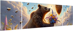 Obraz - Niedźwiedź i pszczoły (170x50 cm)