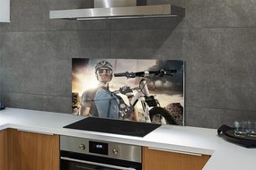 Panel szklany do Kuchni Rowerzysta na tle Chmur