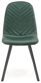 K462 krzesło ciemny zielony, tapicerowane, tkanina velvet, jodełka,