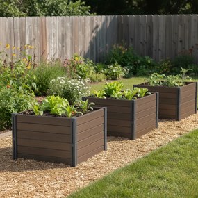 Podwyższona grządka BASE PLANT, 61x61x46cm, naturalny brązowy Prosperplast