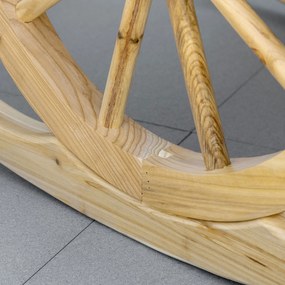 Outsunny Fotel bujany, rustykalny fotel relaksacyjny, krzesło ogrodowe z designem na kółkach, fotel bujany, drewno lite, naturalne drewno, 68 x 88 x 92 cm