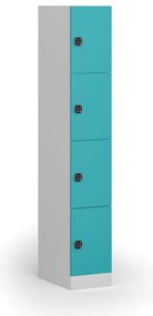 Szafka skrytkowa S1, 4 schowki, 1850 x 300 x 500 mm, zamek kodowy, drzwi zielone