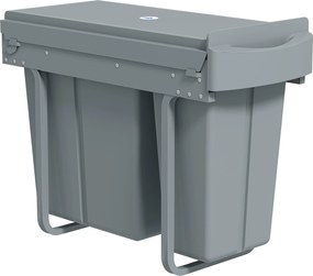 HOMCOM Wysuwany kosz na śmieci, kuchenny pojemnik na odpady z 2 wyjmowanymi kubełkami, uchwyt, 30 litrów (20 l+10 l), metal, szary