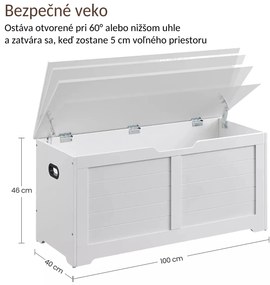 Vasagle Skrzynia do siedzenia TANJA, 100x40x46cm, biała