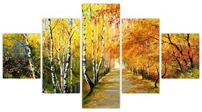 Obraz - Romantyczna aleja wzdłuż wody, obraz olejny (125x70 cm)