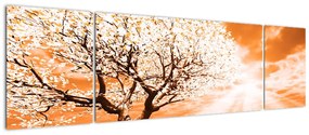 Pomarańczowy obraz drzewa (170x50 cm)