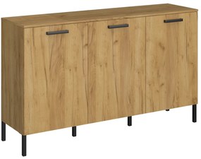 Komoda Trzydrzwiowa do Salonu LUXE 155 cm Dąb craft złoty/Antracyt Loft