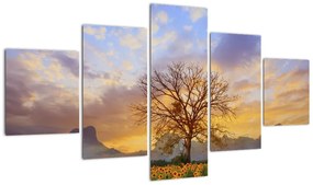 Obraz - Pejzaż ze słonecznikami (125x70 cm)