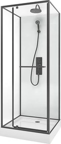 Kabina prysznicowa z dowolnie montowanymi drzwiami - Regulowana wysokość - Czarny mat - szer. 80 x gł. 80 x wys. 213/232 cm - SAVITO
