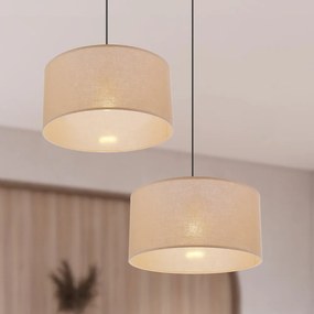 Beżowa lampa wisząca z tekstylnym kloszem ø 40 cm Shanti – Candellux Lighting