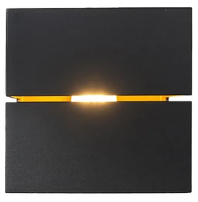 Nowoczesna lampa ścienna czarna i złota 9,7 cm - Transfer Groove Nowoczesny Oswietlenie wewnetrzne