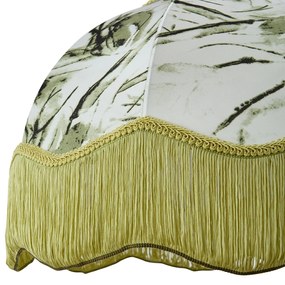 Abażur z tkaniny z motywem liści i białym wnętrzem 45/15/21,5 - Heritage klasyczny/Antyczny